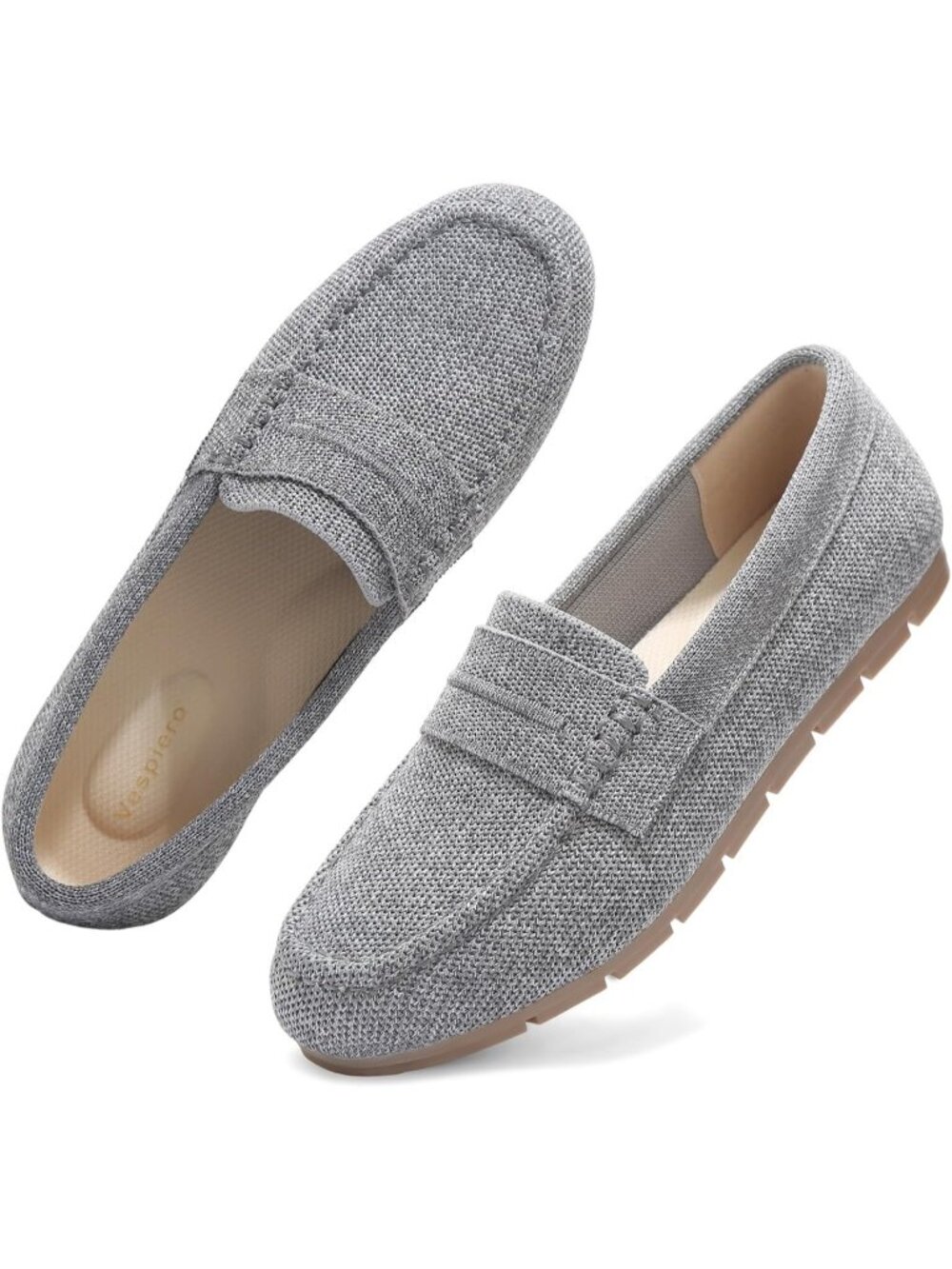Women's Grey Mesh Comfortable Slip on Dressy Casual Walking Loafer Flat Shoes